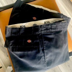 Two pair 36W x 32L Dickies, Black.